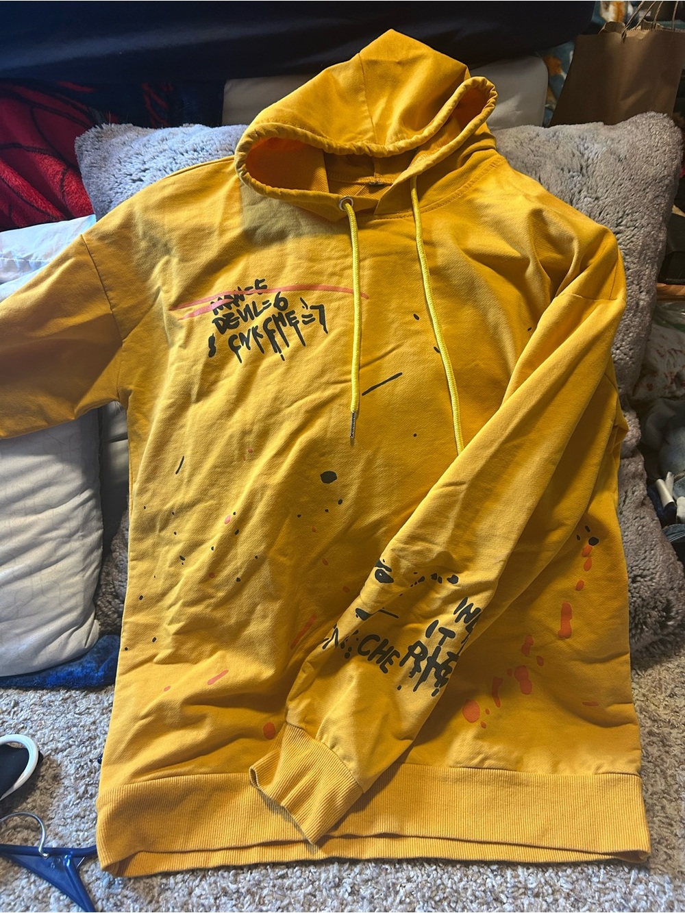 Source Unknown Yellow Graphic Crewneck Hoodie - Men